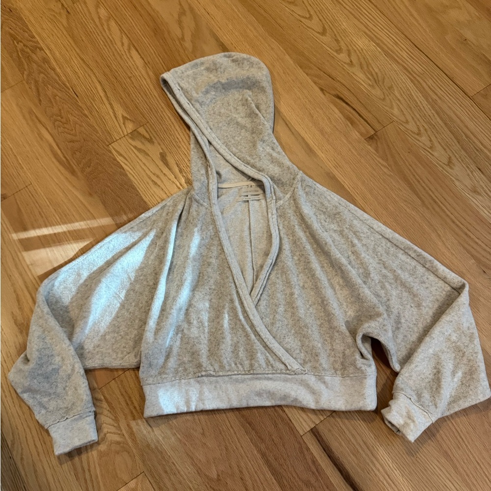 Urban Outfitters Gray Crop Wrap Sweatshirt